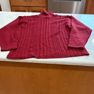 Ireland- Henry White Women’s L Red Cable Knit Turtleneck Sweater
